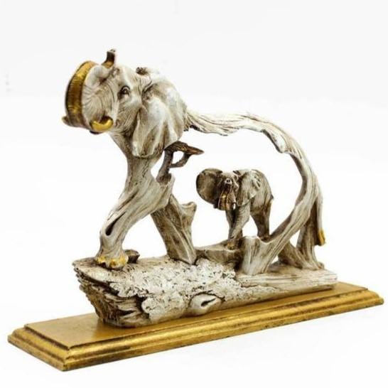 The Feng Shui Golden Elephant Showpiece with Wooden Base